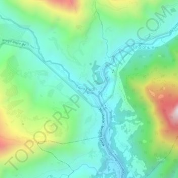 Khudi topographic map, elevation, terrain