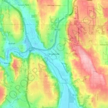 Woodinville topographic map, elevation, terrain