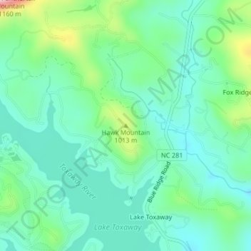 Hawk Mountain topographic map, elevation, terrain