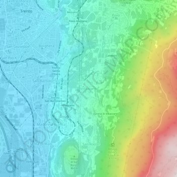 Villazzano topographic map, elevation, terrain