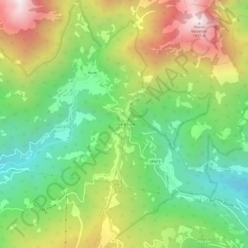 Croce d'Aune topographic map, elevation, terrain