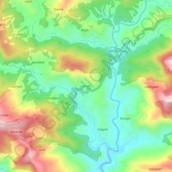 pirsal topographic map, elevation, terrain