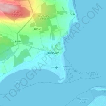 Dornoch topographic map, elevation, terrain