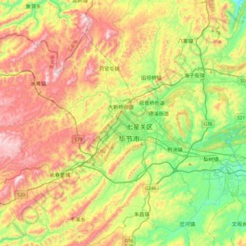 Bijie topographic map, elevation, terrain