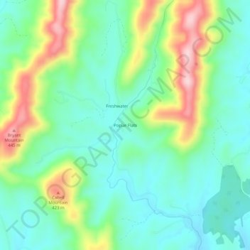 Poplar Flats topographic map, elevation, terrain