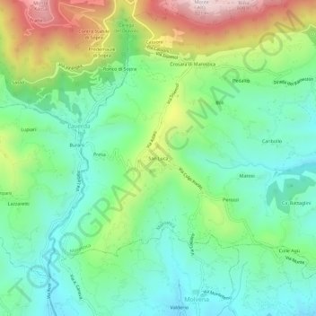 San Luca topographic map, elevation, terrain