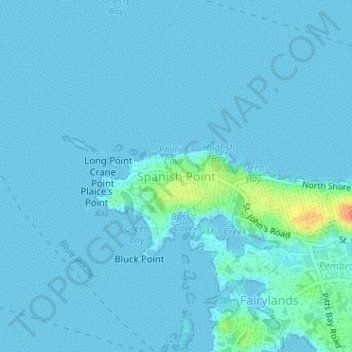 Spanish Point topographic map, elevation, terrain