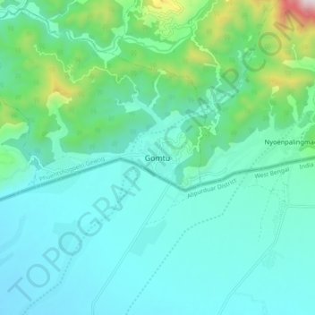 Gomtu topographic map, elevation, terrain