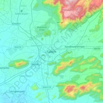 Salem topographic map, elevation, terrain