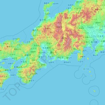 Aichi Prefecture topographic map, elevation, terrain