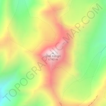 Stok Kangri topographic map, elevation, terrain