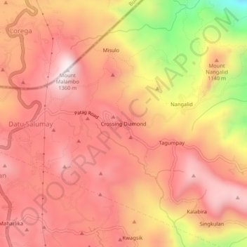 Crossing Diamond topographic map, elevation, terrain