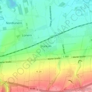 Stockum topographic map, elevation, terrain
