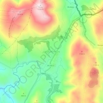 Lamas de Mouro topographic map, elevation, terrain
