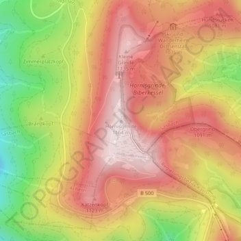 Hornisgrinde topographic map, elevation, terrain