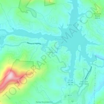 Lake Lure topographic map, elevation, terrain