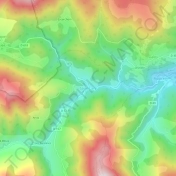 Saint-Lary topographic map, elevation, terrain