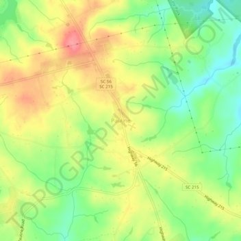 Pauline topographic map, elevation, terrain