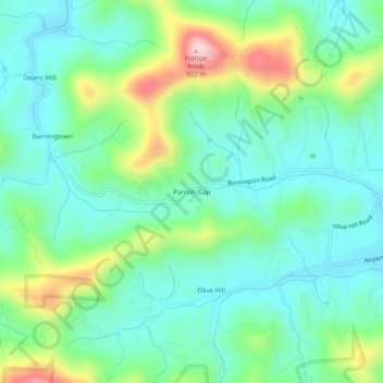 Parrish Gap topographic map, elevation, terrain