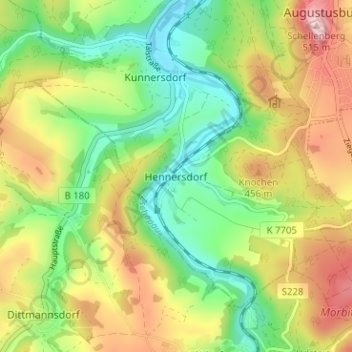 Hennersdorf topographic map, elevation, terrain
