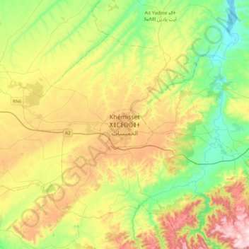 Khemisset topographic map, elevation, terrain