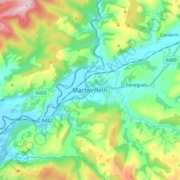 Machynlleth topographic map, elevation, terrain