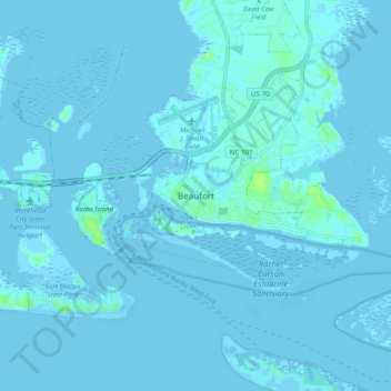 Beaufort topographic map, elevation, terrain
