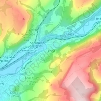 Tonna topographic map, elevation, terrain