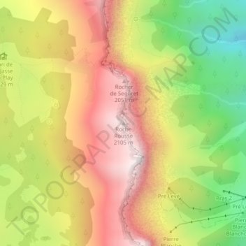 Roche Rousse topographic map, elevation, terrain