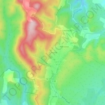 Les Rousses topographic map, elevation, terrain
