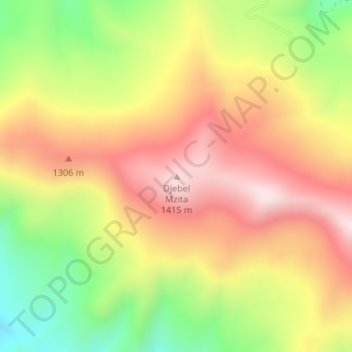 Djebel Mzita topographic map, elevation, terrain