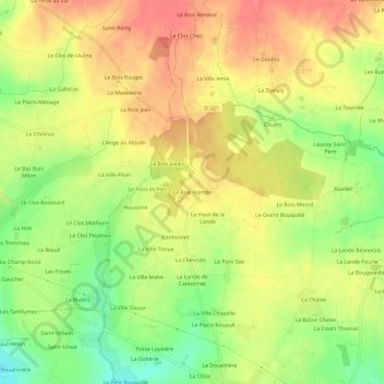 Le Bois Hamon topographic map, elevation, terrain