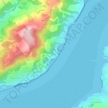 Burkes topographic map, elevation, terrain