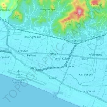 Temon topographic map, elevation, terrain