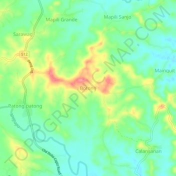 Botong topographic map, elevation, terrain