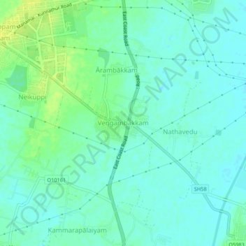 Vengambakkam topographic map, elevation, terrain