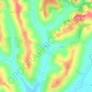 Drăgoteni topographic map, elevation, terrain