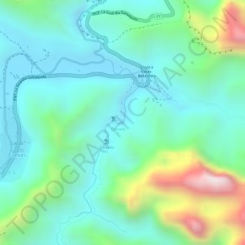 #08-BO, Quebrada Colorada, afluente do Rio Achira, Estación Biológica Cuevas, Ruta 7 topographic map, elevation, terrain