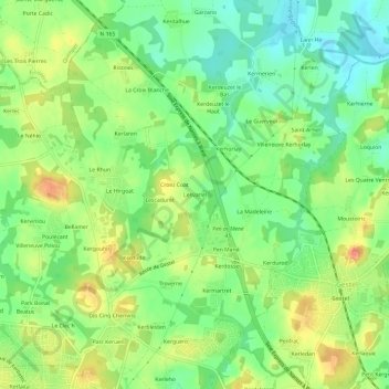 Lesvariel topographic map, elevation, terrain