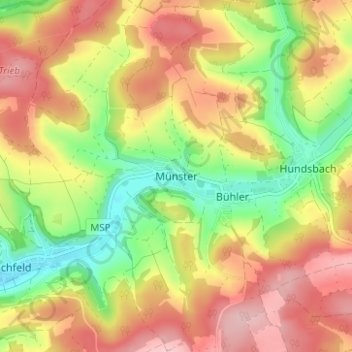 Münster topographic map, elevation, terrain