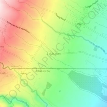 Baracatan topographic map, elevation, terrain