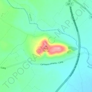 Puig topographic map, elevation, terrain