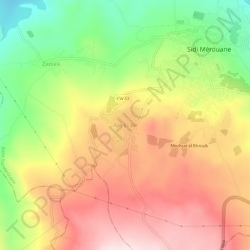 Ras El Bir topographic map, elevation, terrain