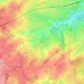 Aire topographic map, elevation, terrain