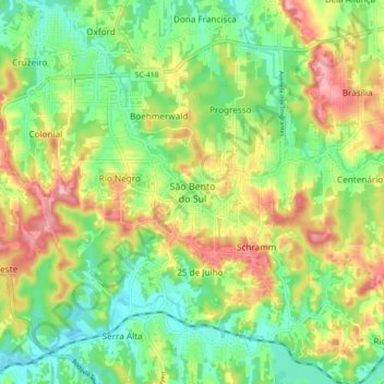 São Bento do Sul topographic map, elevation, terrain