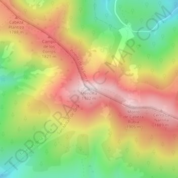 Mencilla topographic map, elevation, terrain