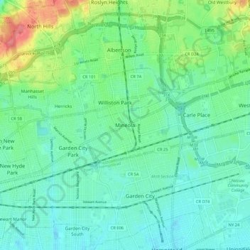 Mineola topographic map, elevation, terrain