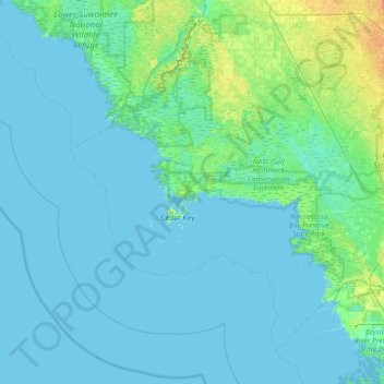 Gulf Hammock topographic map, elevation, terrain