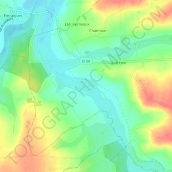 Pres des Petites Fontenell topographic map, elevation, terrain