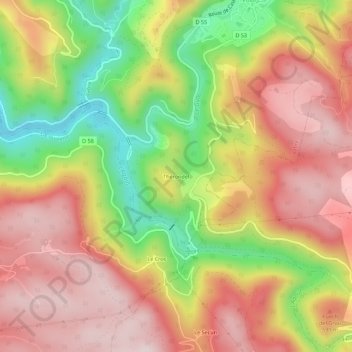 Thérondel topographic map, elevation, terrain